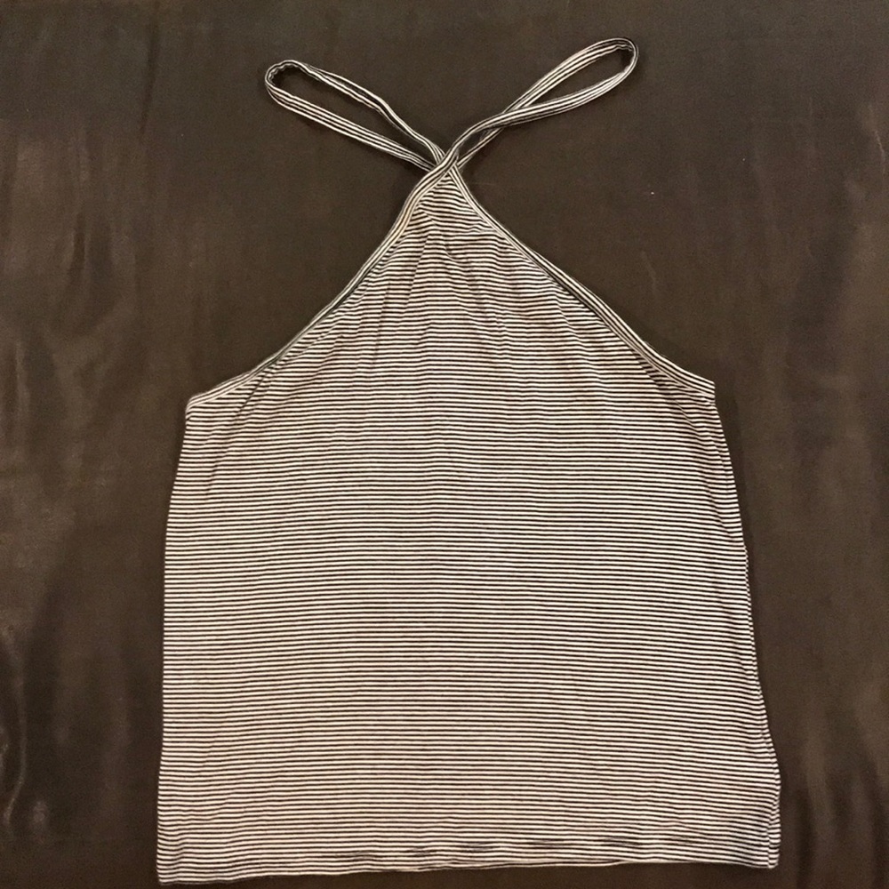 American eagle high neck stripped crop top